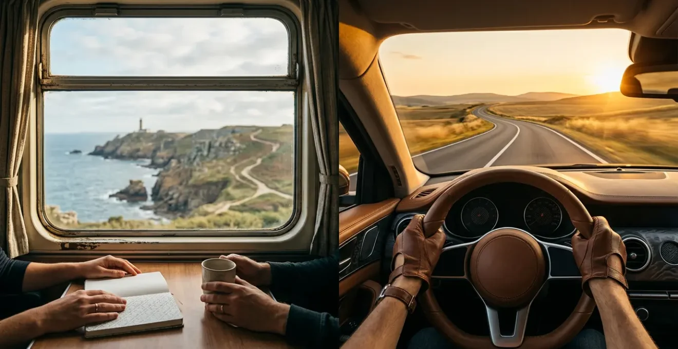 Concept de choix de transport pour voyager entre Paris et la Bretagne, train et voiture