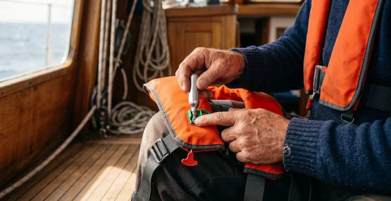 Gilet de sauvetage autogonflant avec cartouche de sécurité pour navigation maritime